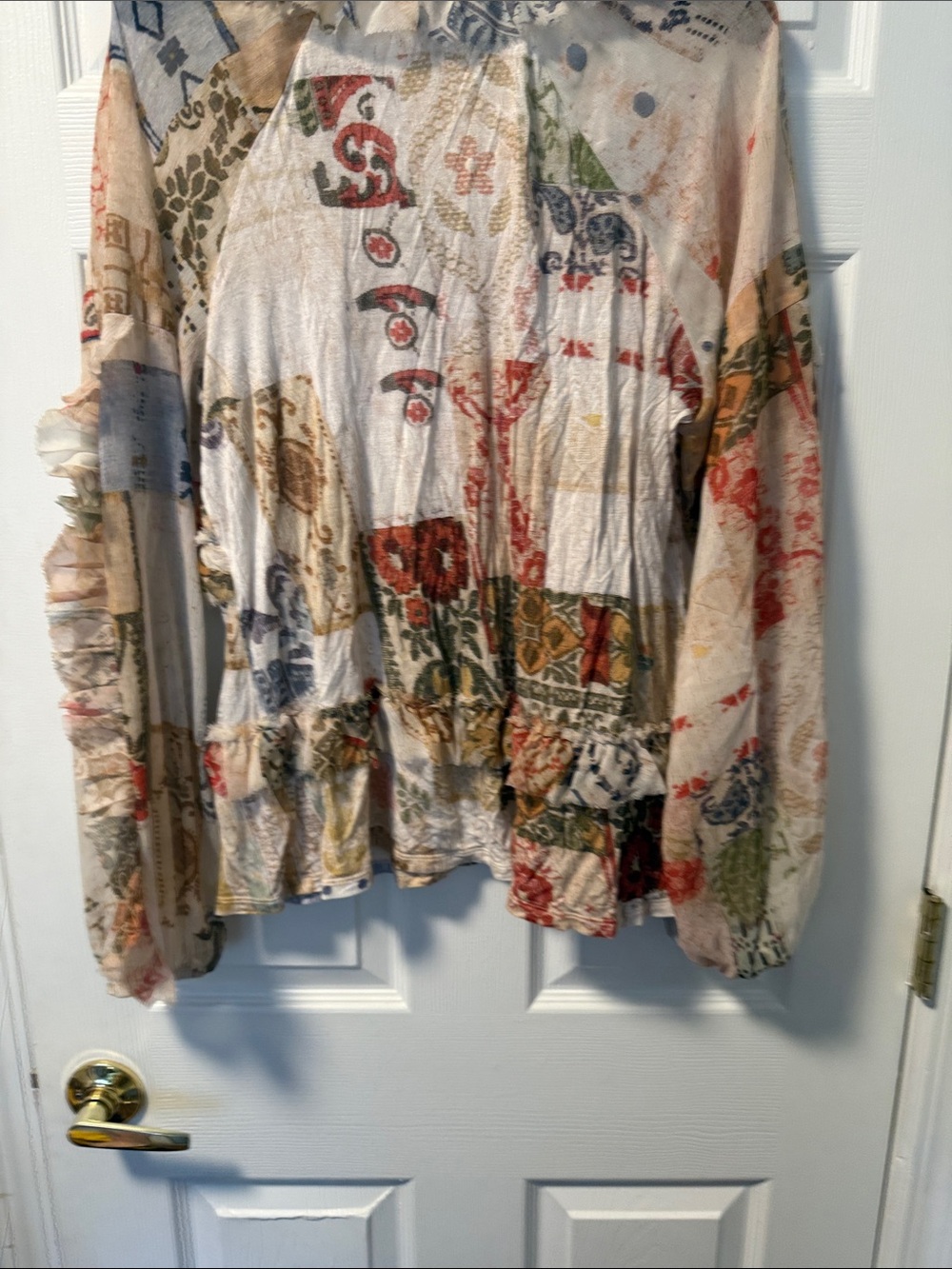 Boho Ruffle Patchwork Blouse - Multicolor - Picture 6 of 7